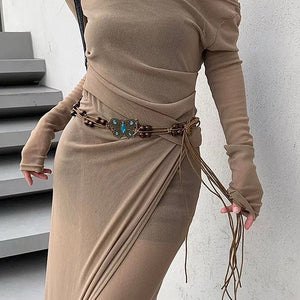 Indie Aesthetic Butterfly Beaded Belt