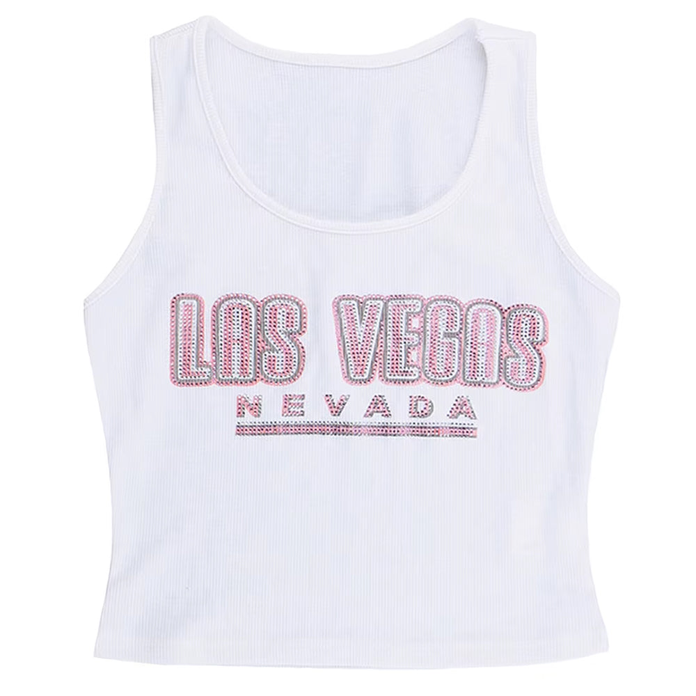 Las Vegas Rhinestone Ribbed Tank
