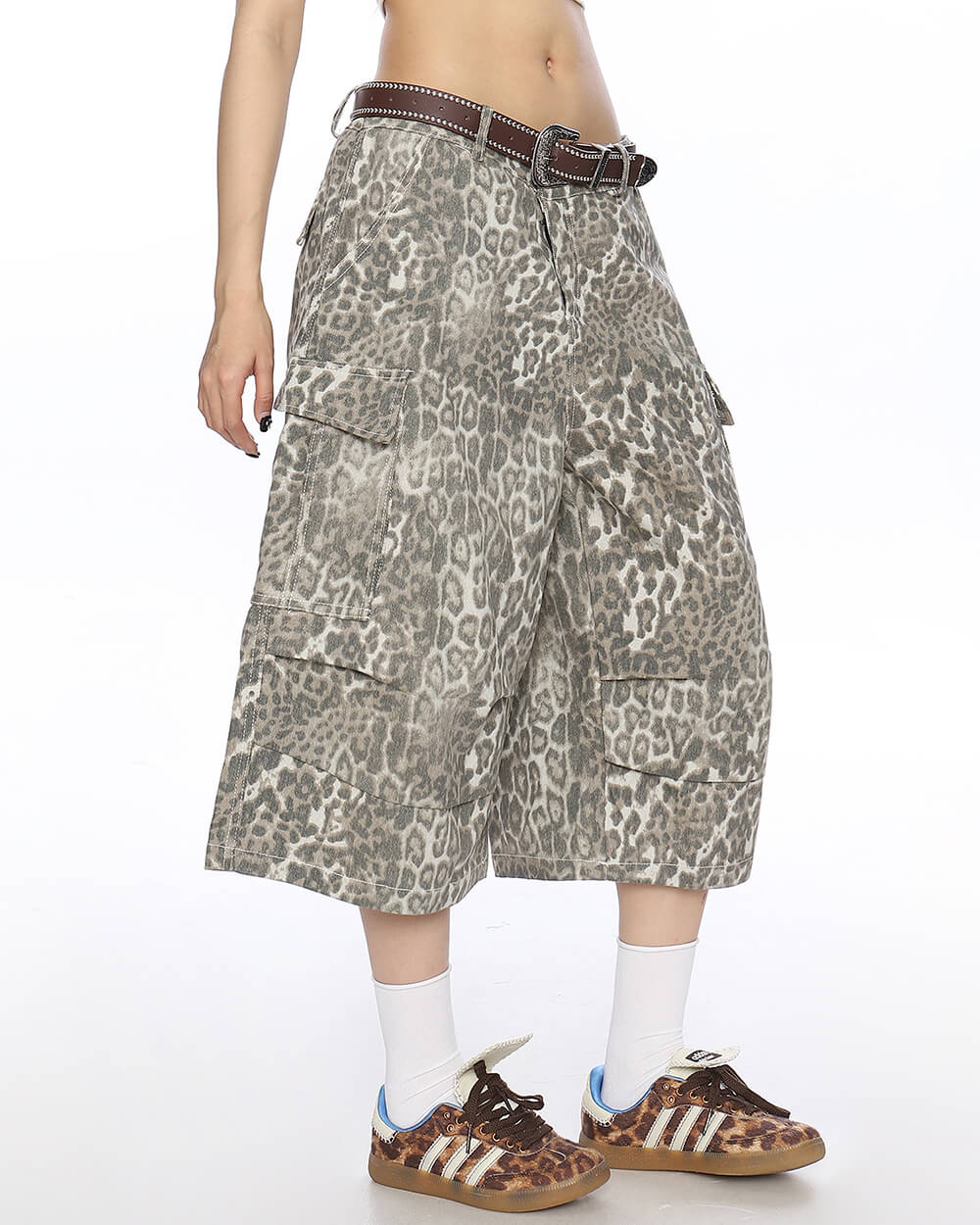 Animal Instincts Leopard Print Cargo Shorts