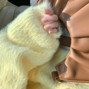 Pastel Yellow Fuzzy Cardigan