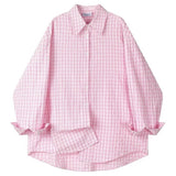 Rue des Fleurs Pastel Plaid Loose Shirt