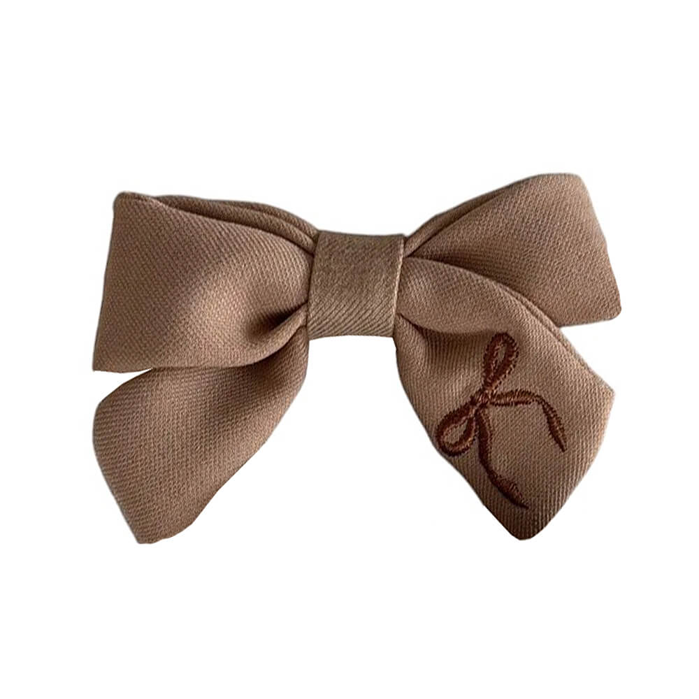 Preppy Bow Embroidery Hair Bow Set