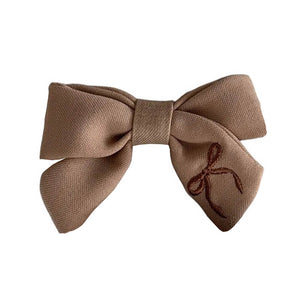 Preppy Bow Embroidery Hair Bow Set