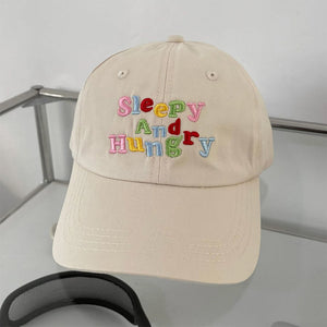 Sleepy and Hungry Embroidery Cap