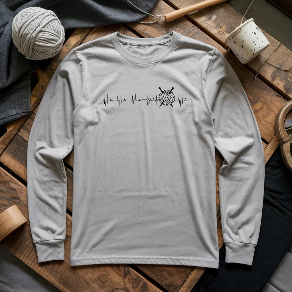 Knit heartbeat Long Sleeve T-shirt