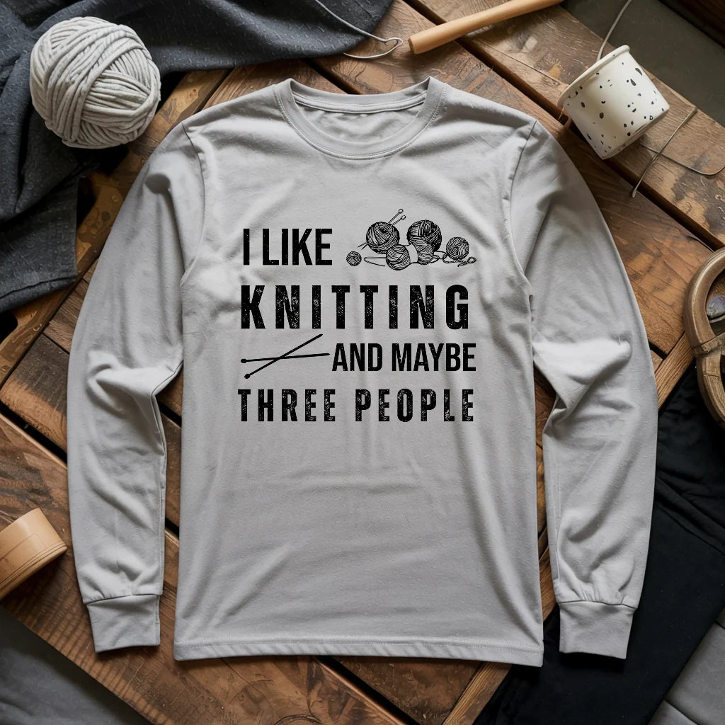Knitting & 3 People Long Sleeve T-shirt