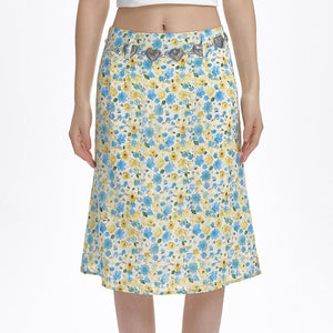 Spring Garden Floral Print Skirt