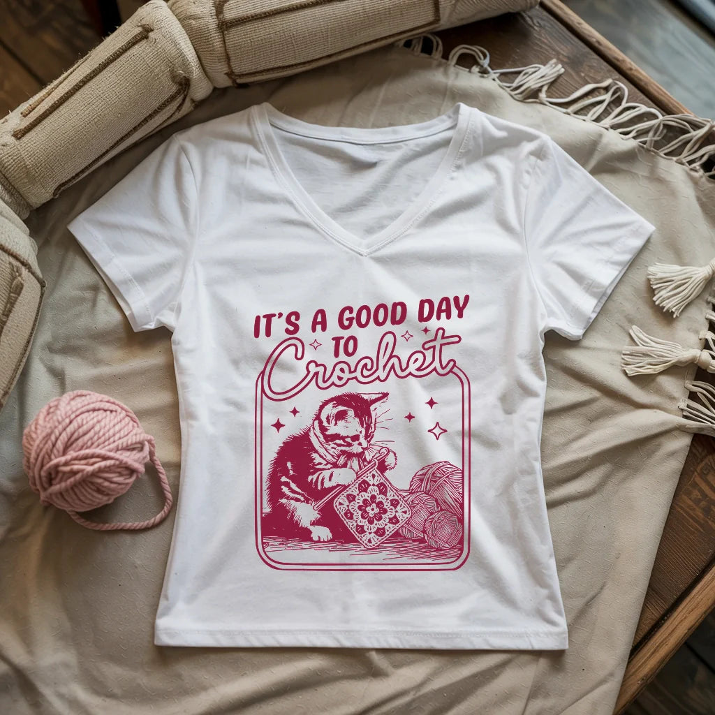 Good Day To Crochet Lady V-neck