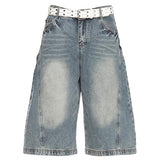 Wide Leg Vintage Wash Culotte Jeans