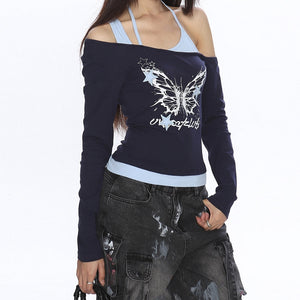 Y2K Butterfly Layered Top