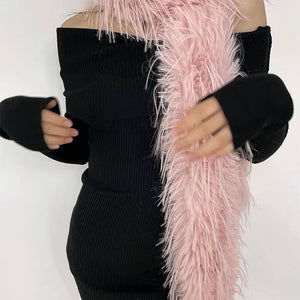 Y2K Faux Fur Long Fluffy Scarf