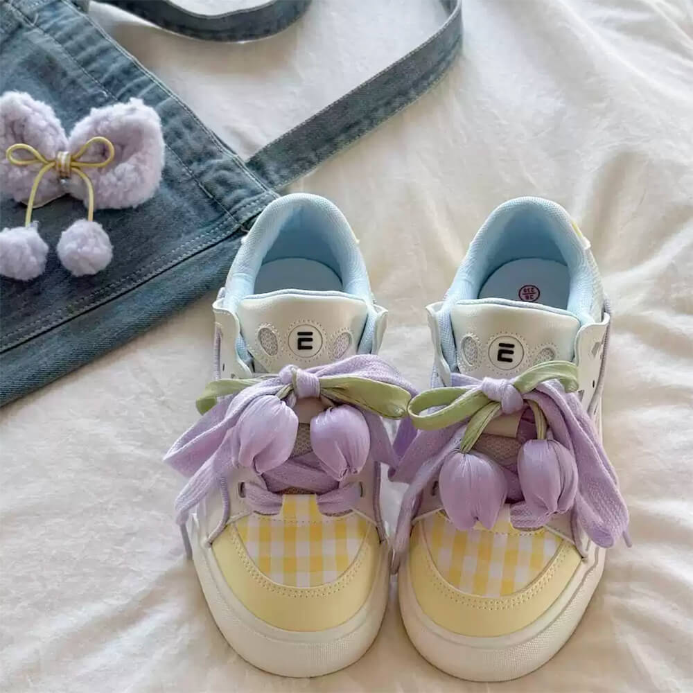 Yellow Tulip Aesthetic Sneakers